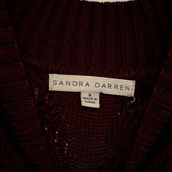 SANDRA DARREN Beautiful Burgundy Sweater Dress Fit Flare 3/4 Sleeves Small - Picture 2 of 7